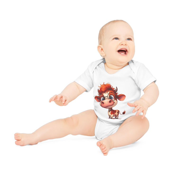 SnuggleNest Organic Baby Bodysuit (Short Sleeves) Cow