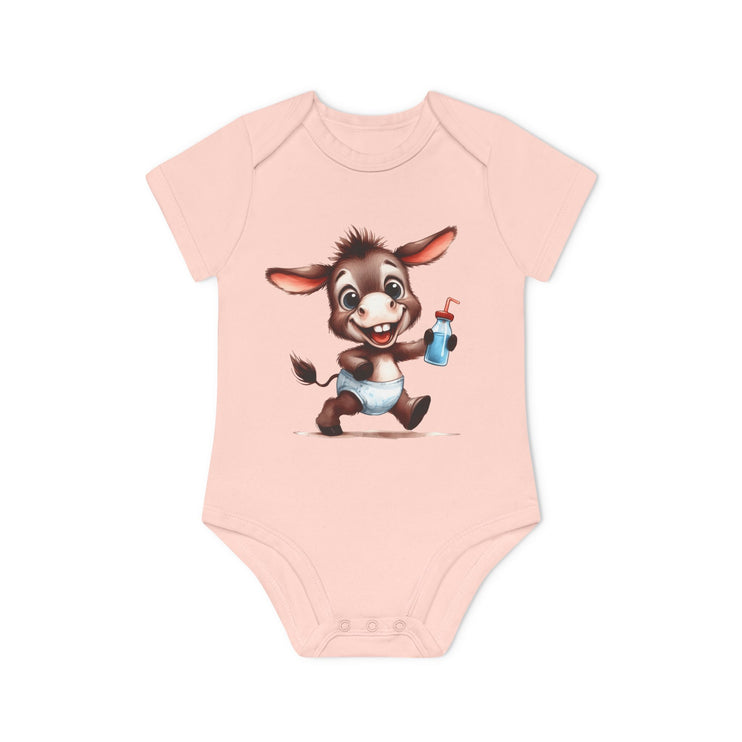 SnuggleNest Organic Baby Bodysuit (Short Sleeves) Donkey