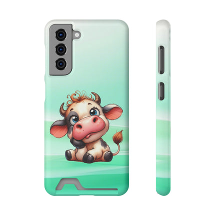 EnchantGuard Phone Case with Card Holder: Style Meets Functionality - Cow