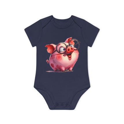 SnuggleNest Organic Baby Bodysuit (Short Sleeves) Pig