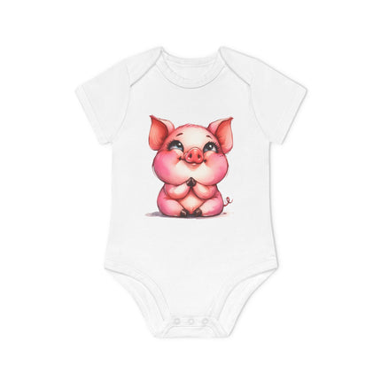 SnuggleNest Organic Baby Bodysuit (Short Sleeves) Pig