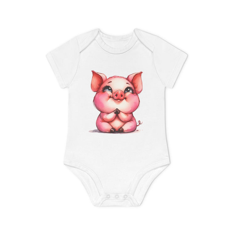 SnuggleNest Organic Baby Bodysuit (Short Sleeves) Pig