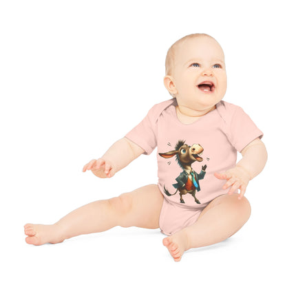 SnuggleNest Organic Baby Bodysuit (Short Sleeves) Donkey