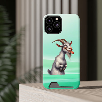 EnchantGuard Phone Case with Card Holder: Style Meets Functionality - Goat