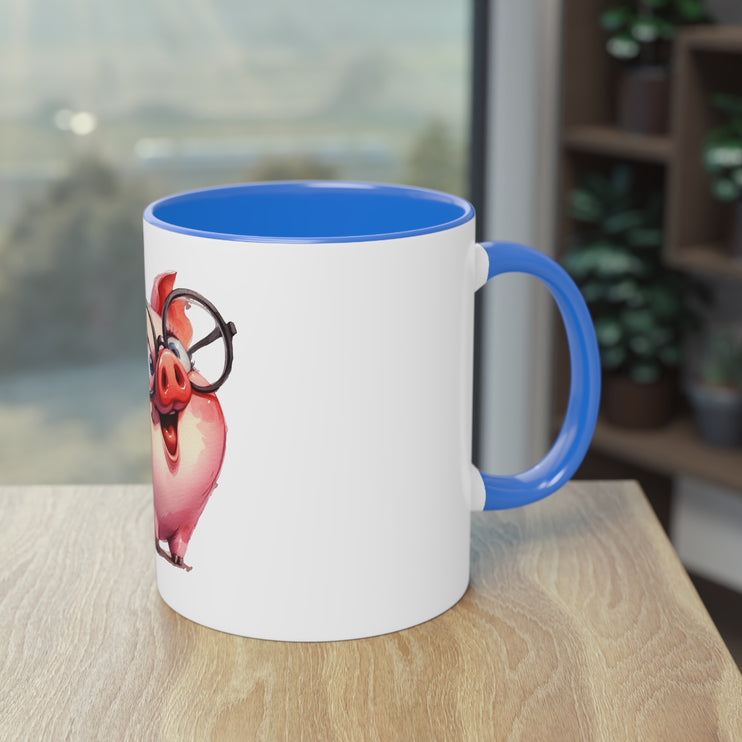 Harmony Two-Tone Coffee Mug: Sip in Style, Revel in Comfort - Pig