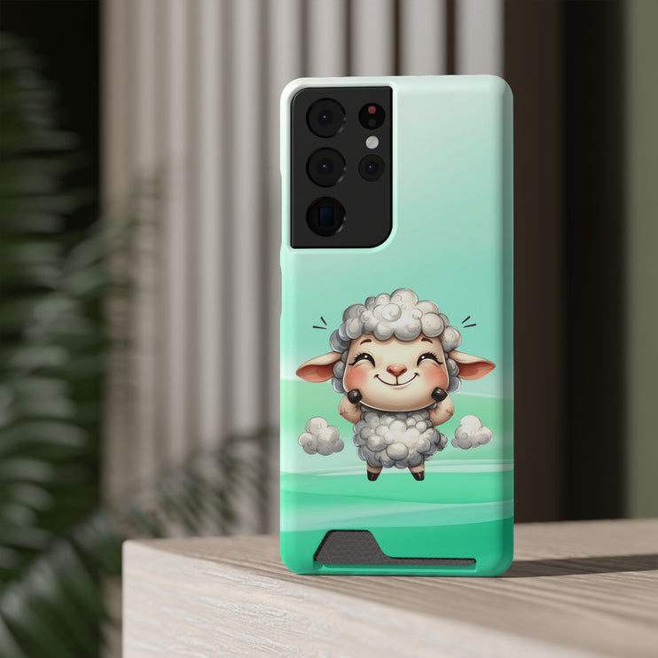 EnchantGuard Phone Case with Card Holder: Style Meets Functionality - Sheep