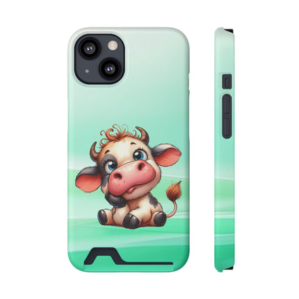 EnchantGuard Phone Case with Card Holder: Style Meets Functionality - Cow