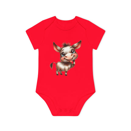 SnuggleNest Organic Baby Bodysuit (Short Sleeves) Donkey