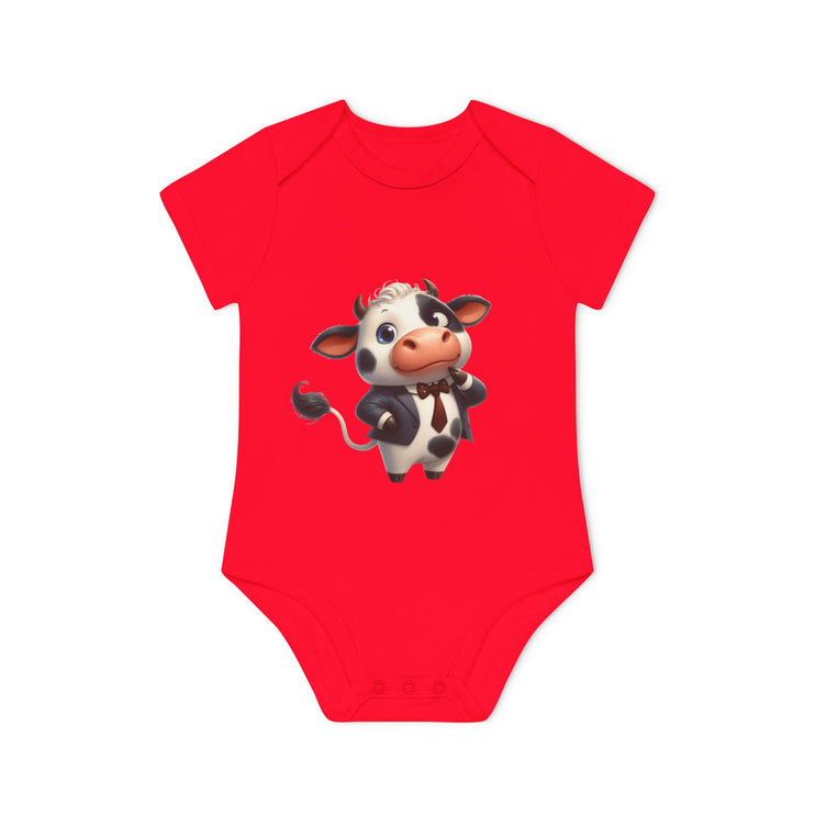 SnuggleNest Organic Baby Bodysuit (Short Sleeves) Cow