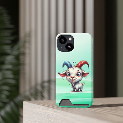 EnchantGuard Phone Case with Card Holder: Style Meets Functionality - Goat