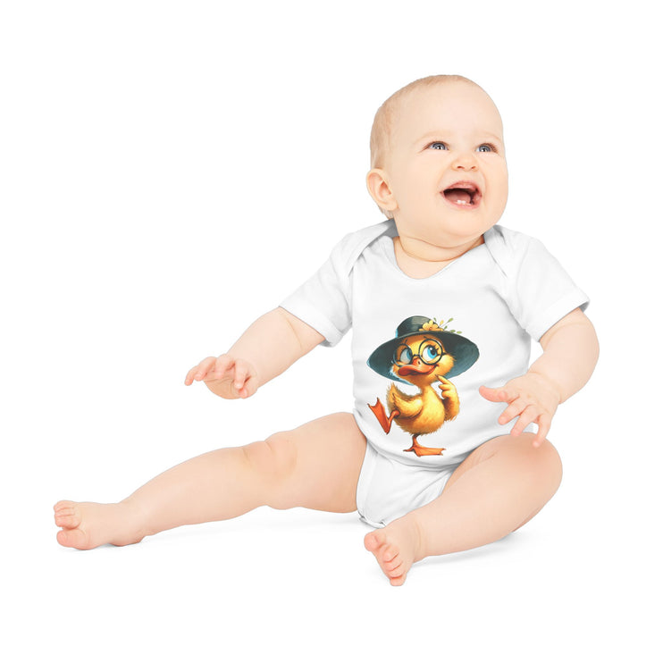 SnuggleNest Organic Baby Bodysuit (Short Sleeves) Duck