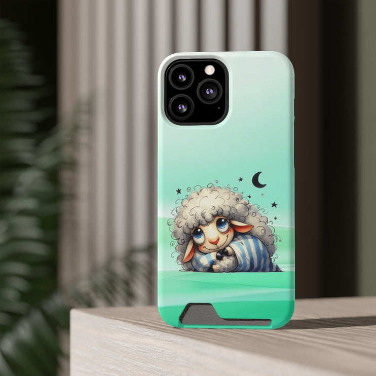 EnchantGuard Phone Case with Card Holder: Style Meets Functionality - Sheep