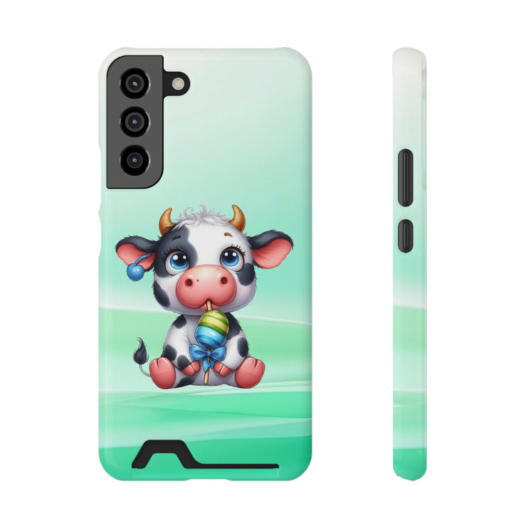 EnchantGuard Phone Case with Card Holder: Style Meets Functionality - Cow