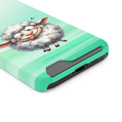 EnchantGuard Phone Case with Card Holder: Style Meets Functionality - Sheep