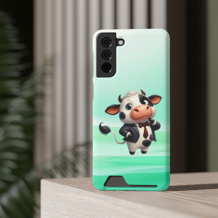 EnchantGuard Phone Case with Card Holder: Style Meets Functionality - Cow