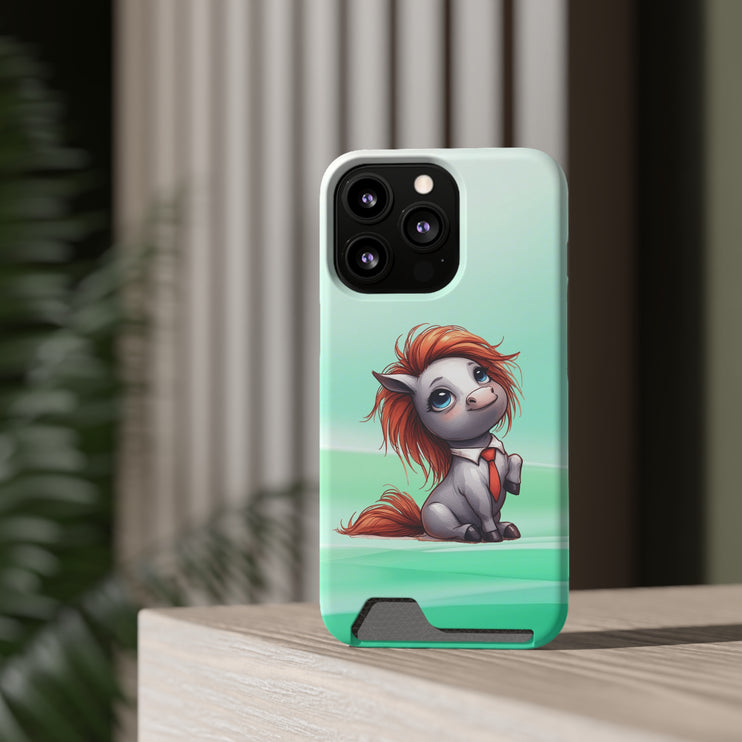 EnchantGuard Phone Case with Card Holder: Style Meets Functionality - Horse