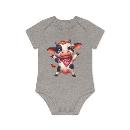 SnuggleNest Organic Baby Bodysuit (Short Sleeves) Cow