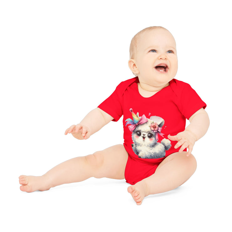 SnuggleNest Organic Baby Bodysuit (Short Sleeves) Sheep