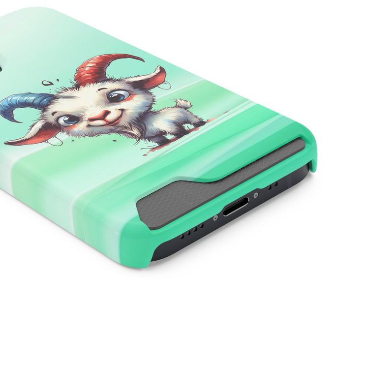 EnchantGuard Phone Case with Card Holder: Style Meets Functionality - Goat