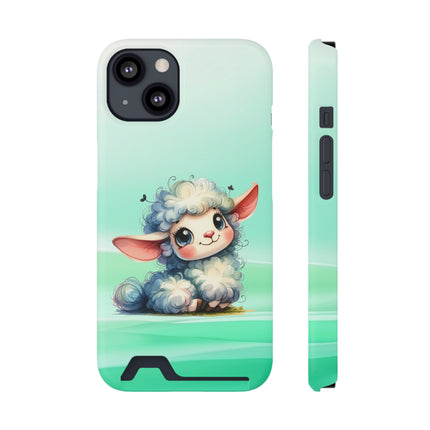 EnchantGuard Phone Case with Card Holder: Style Meets Functionality - Sheep