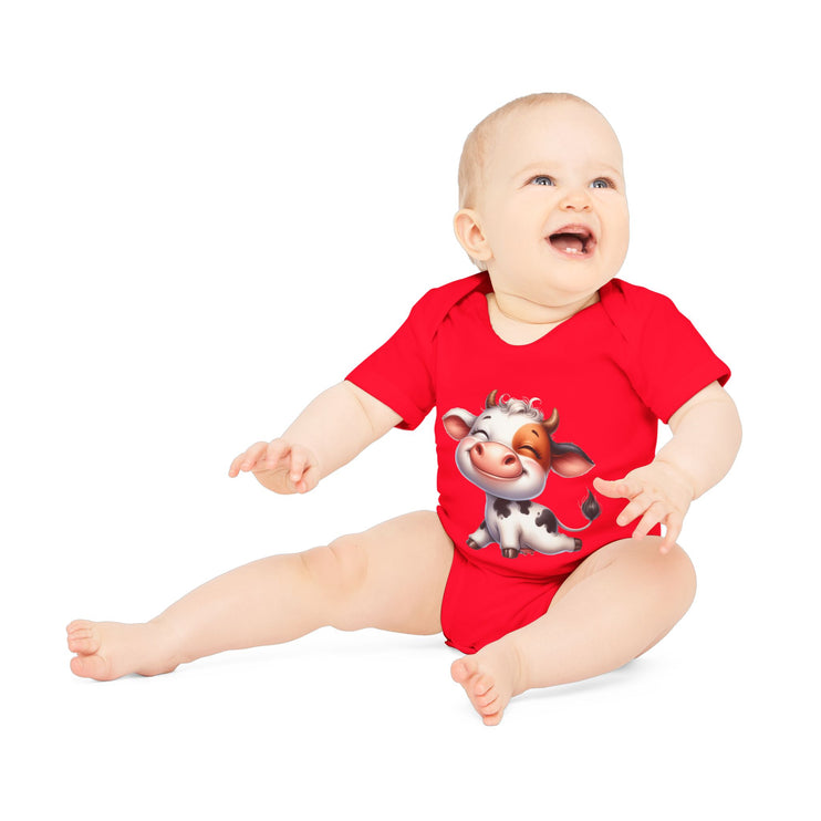 SnuggleNest Organic Baby Bodysuit (Short Sleeves)  Cow