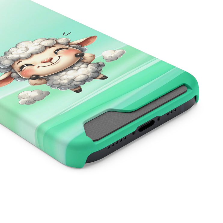 EnchantGuard Phone Case with Card Holder: Style Meets Functionality - Sheep