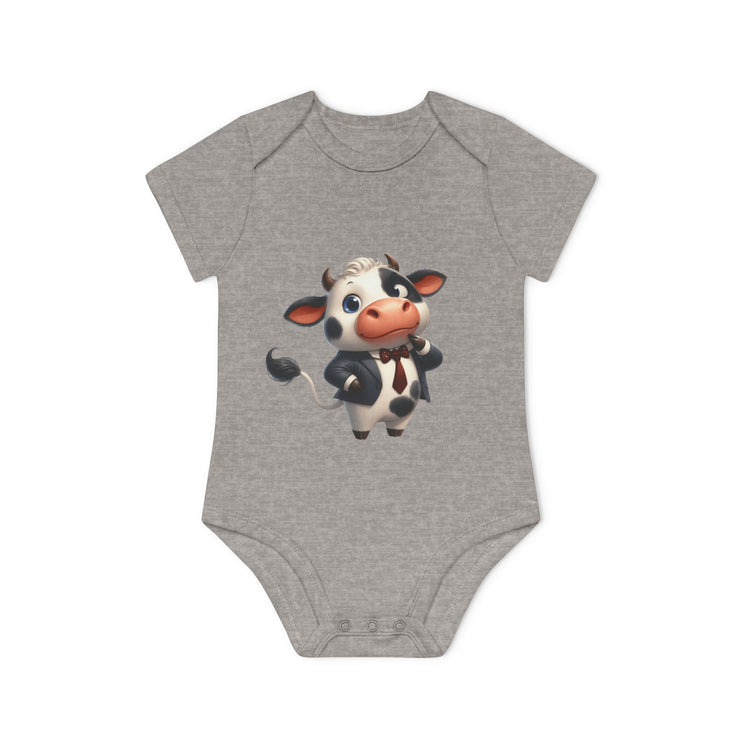 SnuggleNest Organic Baby Bodysuit (Short Sleeves) Cow