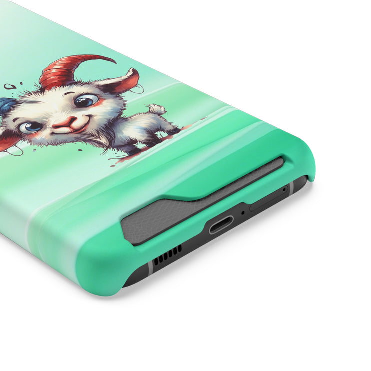 EnchantGuard Phone Case with Card Holder: Style Meets Functionality - Goat