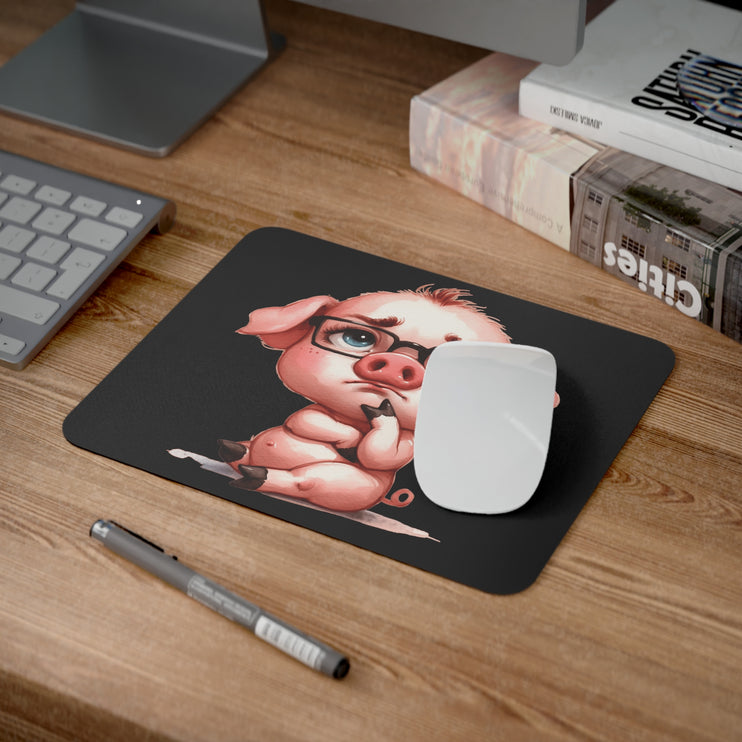 WhimsyWonder Desk Mouse Pad: Εξατομικευμένη γοητεία για το χώρο εργασίας σας - Χαριτωμένο μωρό χοίρος σε γυαλιά