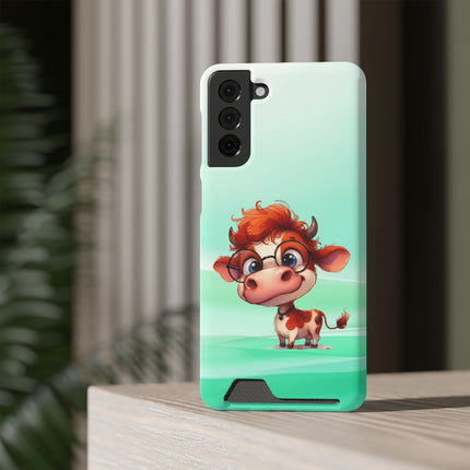 EnchantGuard Phone Case with Card Holder: Style Meets Functionality - Cow