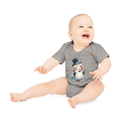 SnuggleNest Organic Baby Bodysuit (Short Sleeves) Sheep