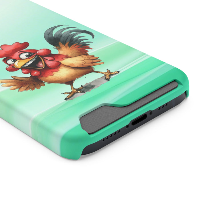 EnchantGuard Phone Case with Card Holder: Style Meets Functionality - Rooster