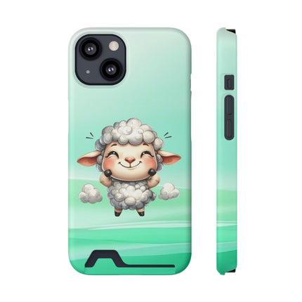 EnchantGuard Phone Case with Card Holder: Style Meets Functionality - Sheep