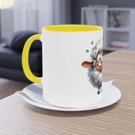 Harmony Two-Tone Coffee Mug: Sip in Style, Revel in Comfort - Sheep