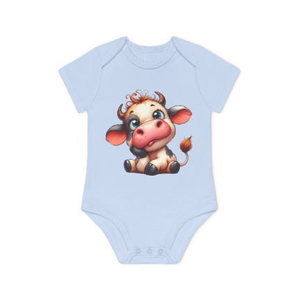 SnuggleNest Organic Baby Bodysuit (Short Sleeves) Cow