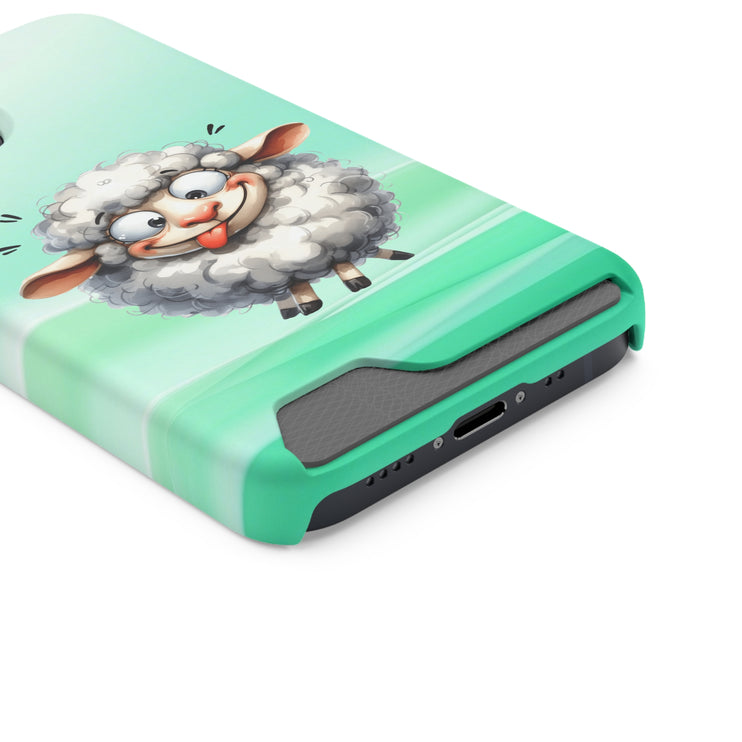 EnchantGuard Phone Case with Card Holder: Style Meets Functionality - Sheep