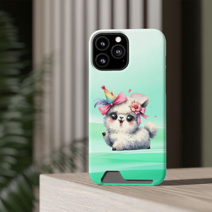 EnchantGuard Phone Case with Card Holder: Style Meets Functionality - Sheep