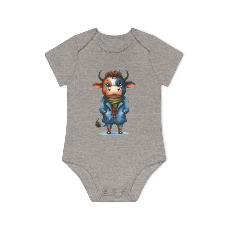 SnuggleNest Organic Baby Bodysuit (Short Sleeves) Cow