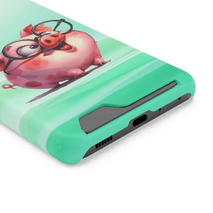 EnchantGuard Phone Case with Card Holder: Style Meets Functionality - Pig