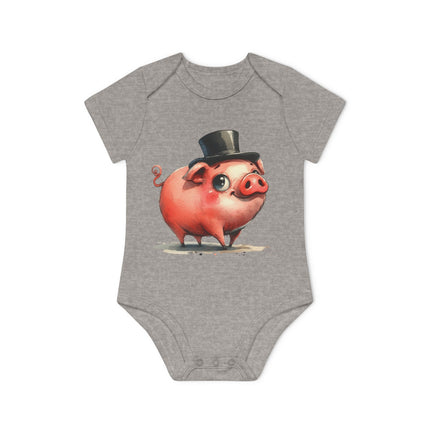 SnuggleNest Organic Baby Bodysuit (Short Sleeves) Pig