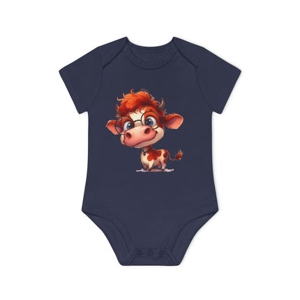 SnuggleNest Organic Baby Bodysuit (Short Sleeves) Cow