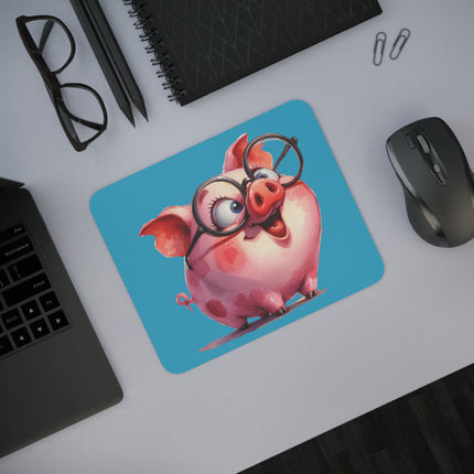 WhimsyWonder Schreibtisch Maus -Pad: Personalisierter Charme für Ihren Arbeitsbereich - Happy Pig in Brille