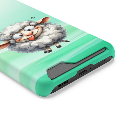 EnchantGuard Phone Case with Card Holder: Style Meets Functionality - Sheep