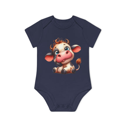 SnuggleNest Organic Baby Bodysuit (Short Sleeves) Cow