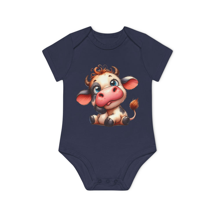 SnuggleNest Organic Baby Bodysuit (Short Sleeves) Cow