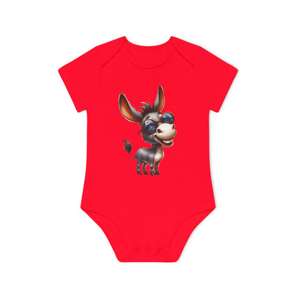 SnuggleNest Organic Baby Bodysuit (Short Sleeves) Donkey