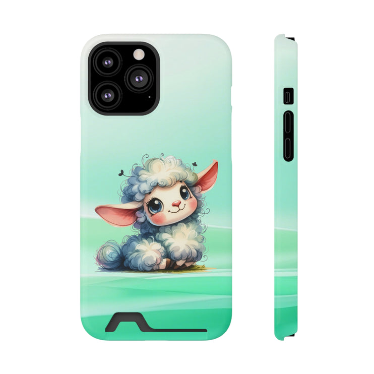 EnchantGuard Phone Case with Card Holder: Style Meets Functionality - Sheep