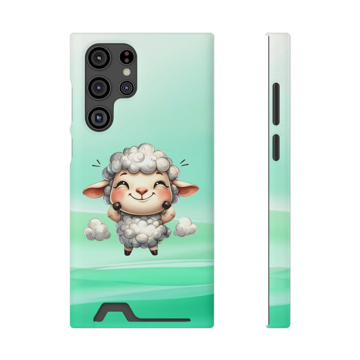 EnchantGuard Phone Case with Card Holder: Style Meets Functionality - Sheep