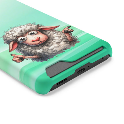 EnchantGuard Phone Case with Card Holder: Style Meets Functionality - Sheep