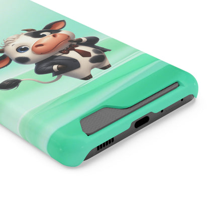 EnchantGuard Phone Case with Card Holder: Style Meets Functionality - Cow